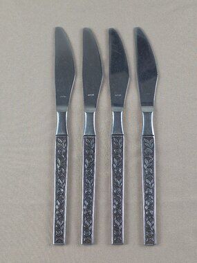 Vtg Interpur MEXICALY ROSE 4 Knives Silverware Flatware Stainless Steel JAPAN